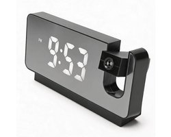Digitaal met Projectie Projectie Wekker Projectie Wekker Datum Temperatuur Display 180 Graden Groothoek HD LED Scherm Projecteerbare Klok voor Startpagina (BLACK)