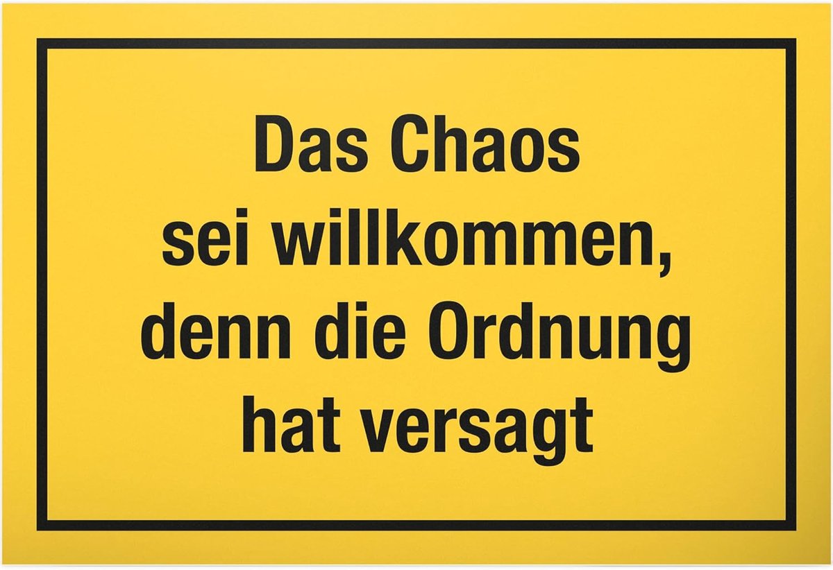 Das Chaos sei Welkommen – kunststof bord met spreuk, decoratief deurbordje voor meisjes, leuk cadeau-idee voor beste vriendin/dochter, grappig artikel