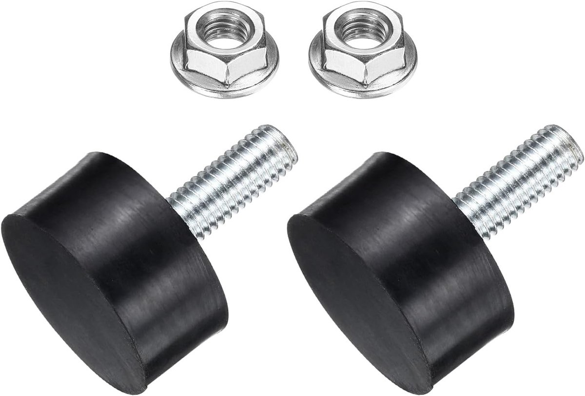 2 stuks rubberen houders met schroefdraad M8, trillingsisolatoren, cilindrische schokdemper met noppen 30 x 15 mm met antislipmoeren