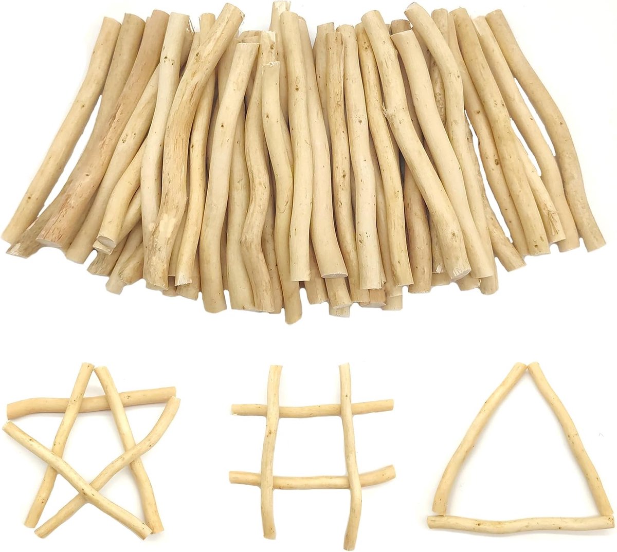 50 stuks natuurlijke berkenhandwerk, doe-het-zelf takken, handwerk, decoratieve stokjes voor natuurlijk handwerk, houtkleur