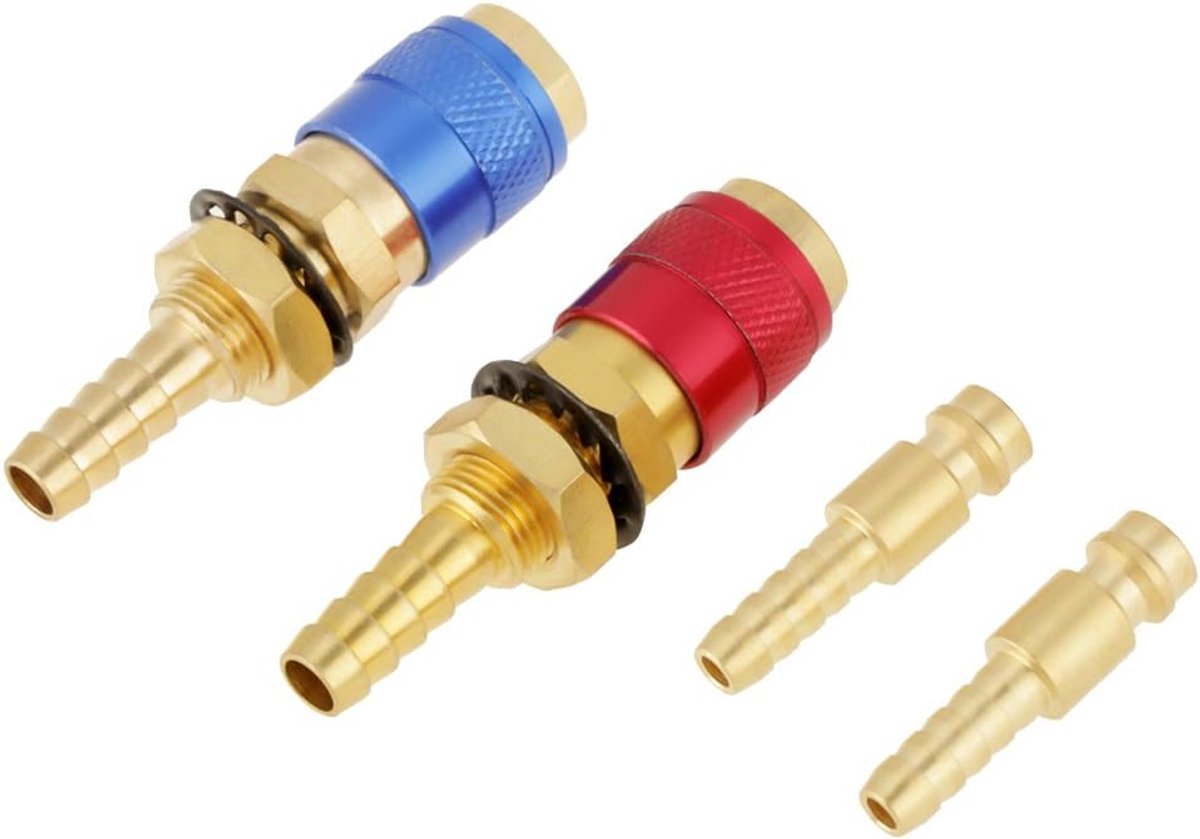 2 stuks 8 mm watergekoelde & gasadapter snelkoppeling voor WIG-lasbrander