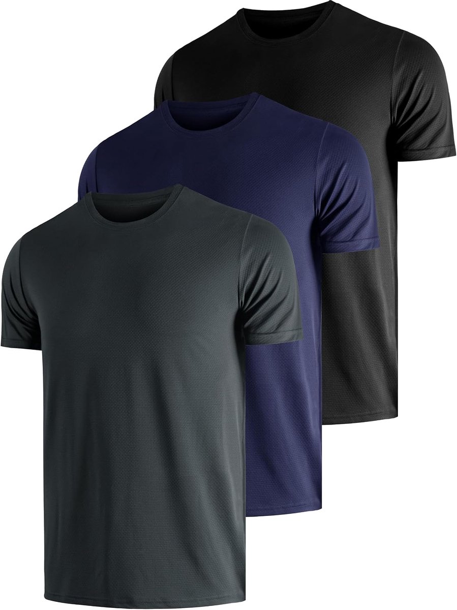 T-shirt voor heren, 3 stuks, UPF 50+, zonbescherming, functionele mouwen, zwemmen, t-shirts, rashguard training, sneldrogend, outdoor, surfen, wandelen, hardlopen, vissen,