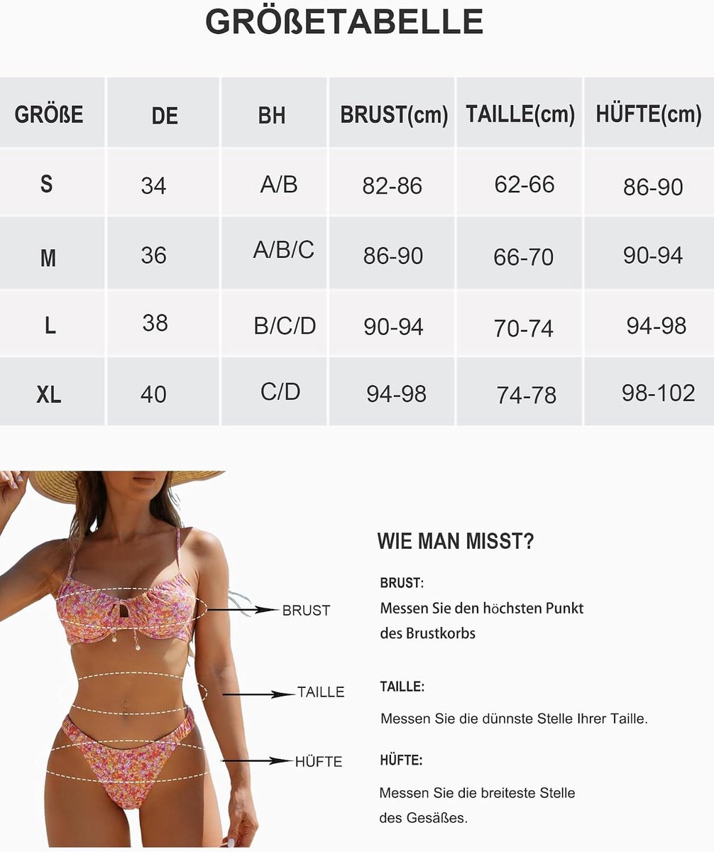 Bikiniset voor dames, triangel-bikini voor vrouwen, bloemenpatroon, zomer, sport, badpak, tanga voor strand, zwembad en vakantie