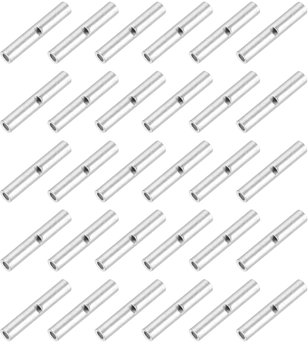100 stuks krimpverbinders zonder isolatie, BN0.5, 0,5 AWG, krimpstekkers van vertind koper, aansluitingen voor draadverbinding, hardware-vereist, kleur zilver