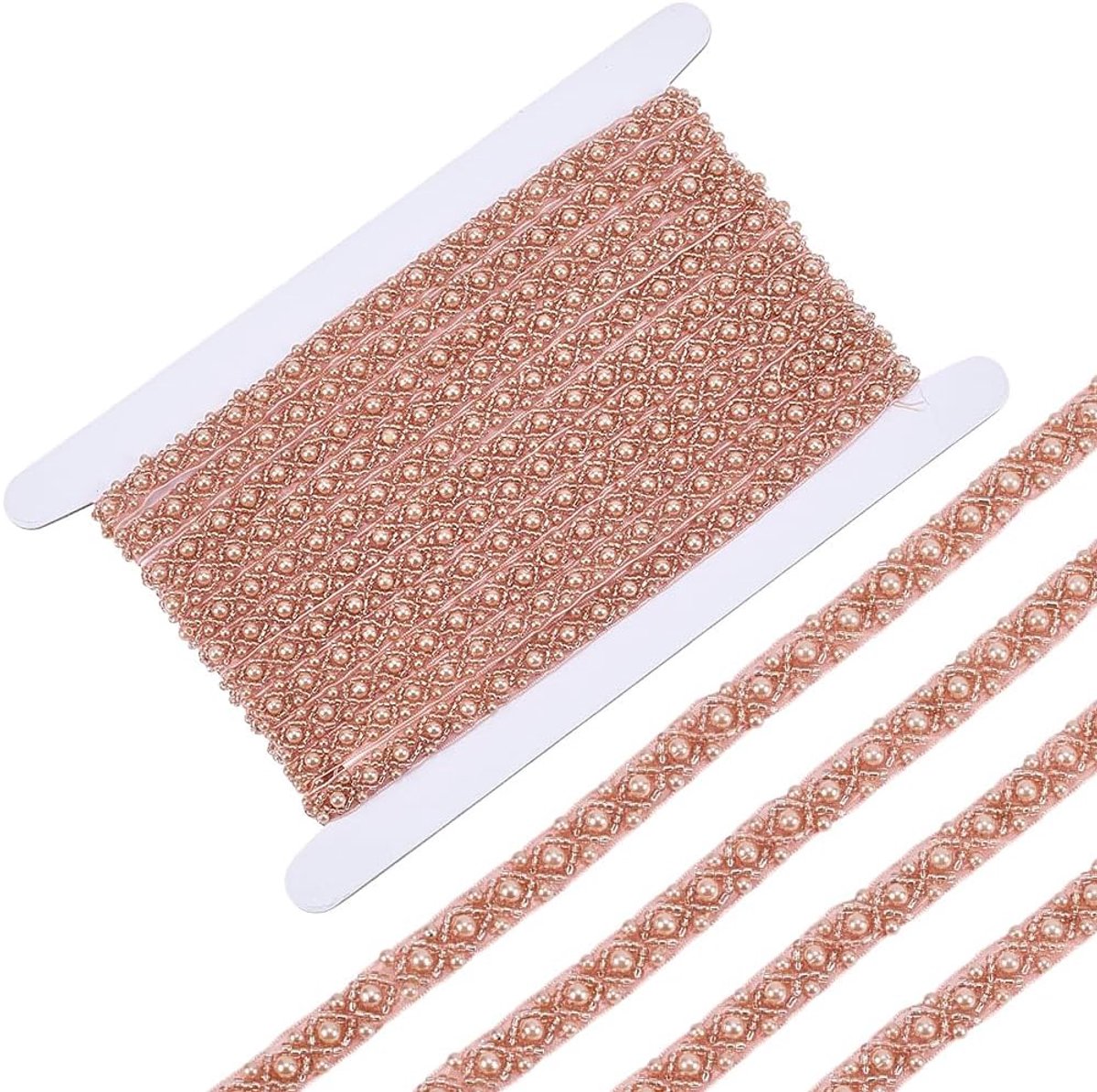 4,2 m parelmoeren randversiering 10 mm breed chocoladekleurig bruidslint met kralenrandversiering voor het naaien van bruidsjurken, applicaties, bruidsbandjes, versieringen en decoraties