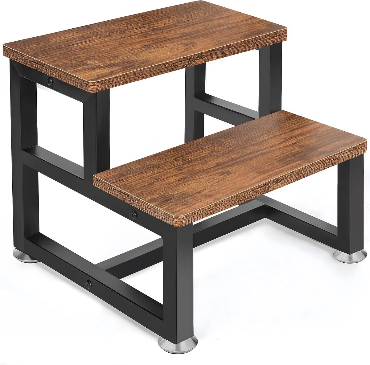 Opstapkruk voor kinderen, verdikte onderbalk, houten voetenbank | Tot 136 kg belastbaarheid, voor keuken, badkamer, kinderkamer, stabiele constructie, metalen frame, 2 l