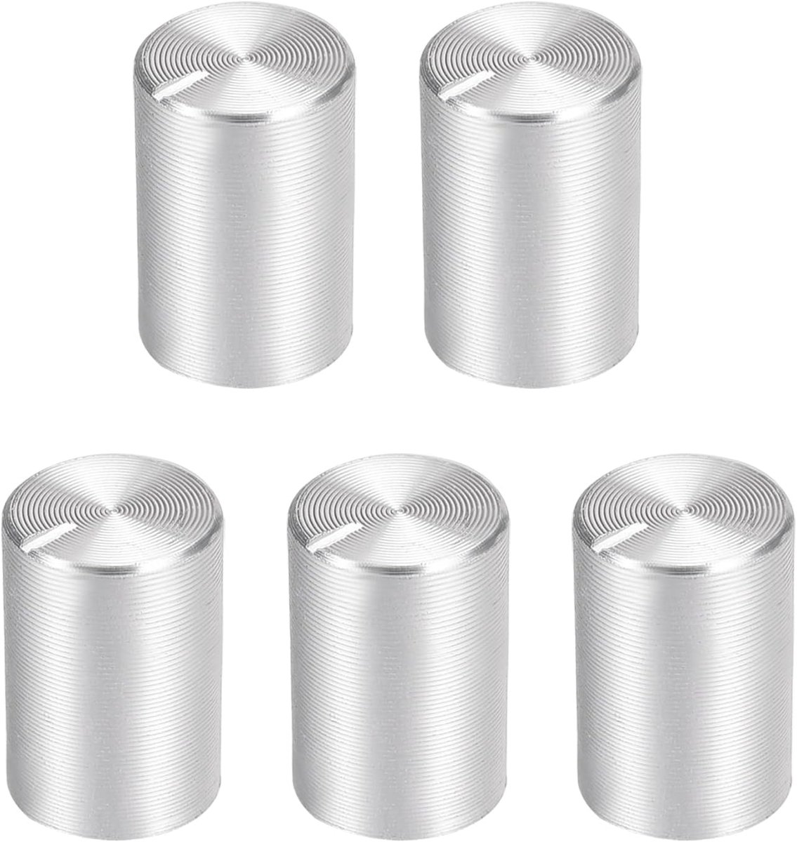 5 stuks potentiometerknop, 10 mm x 15 mm, aluminium draaiknop met elektronische kartelassen, volumeregelaar voor audio-gitaarapparaten, zwart