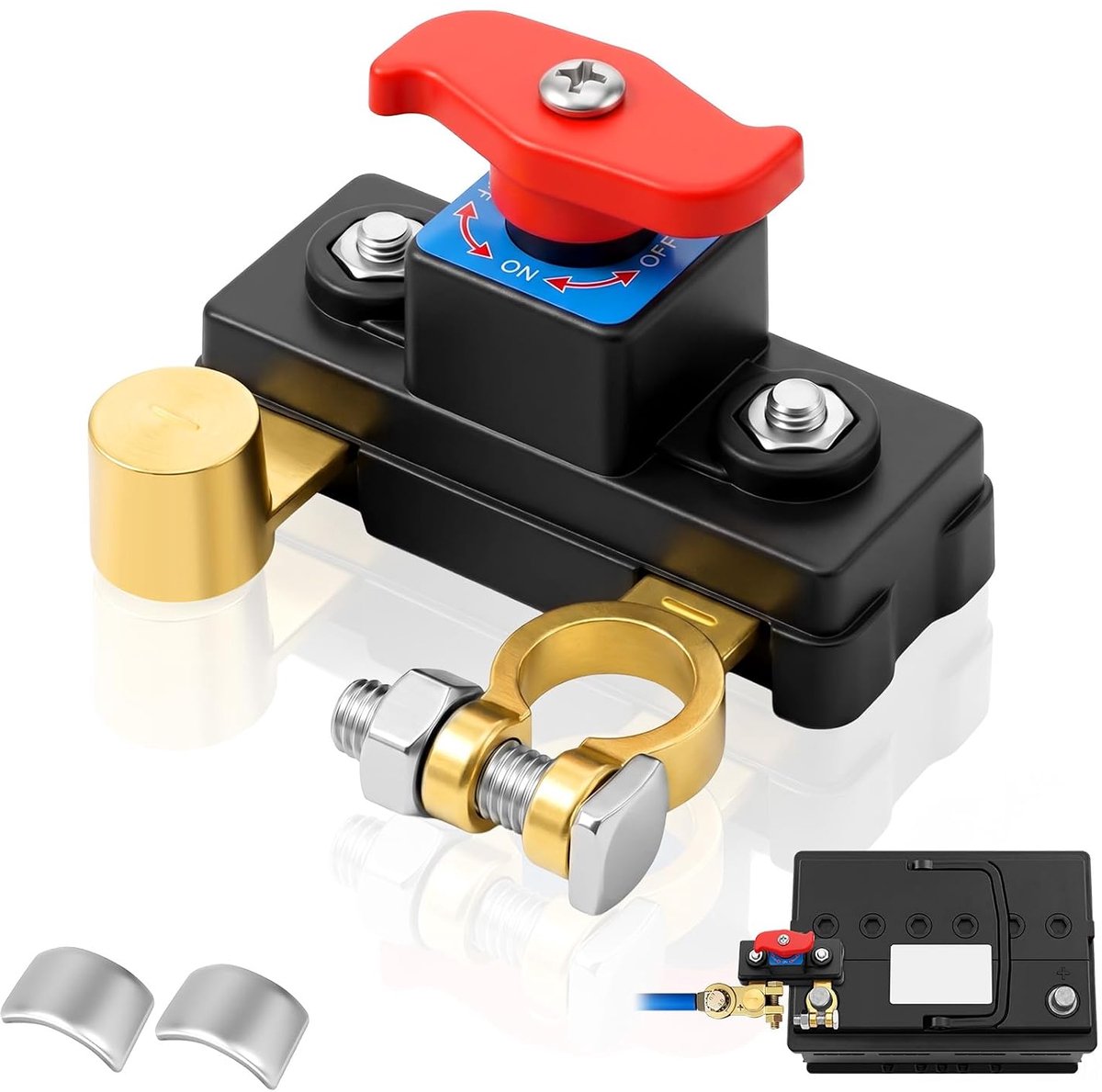 Batterijscheidingsschakelaar 12 V 24 V, autoaccu-scheidingsschakelaar, scheidingsschakelaar van puur koper, stabiele overdracht en hoge geleidbaarheid, batterij voor autoaccu's voor auto