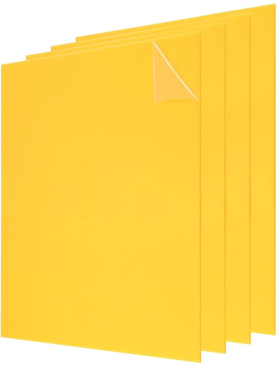 4 stuks acrylplaten, 20 x 20 cm, acrylpaneel, 3 mm kunststof plaat voor fotolijst, bordhouder, doe-het-zelf tentoonstellingsprojecten, knutselen, geel