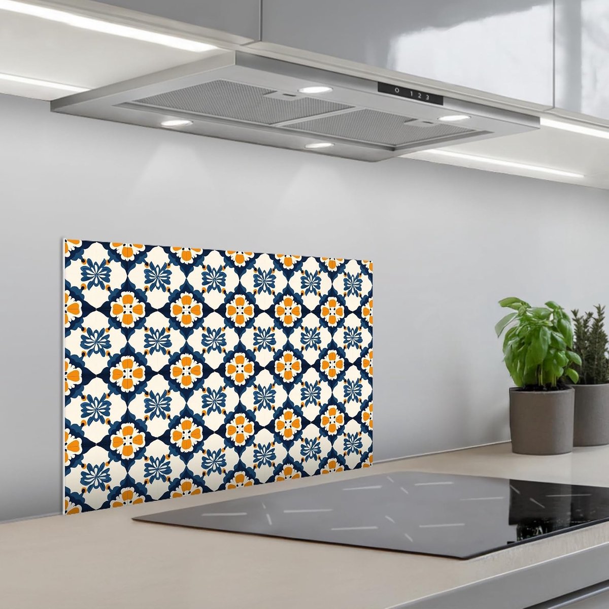 Keukenachterwand 40x60 cm zelfklevend keuken decoratie accessories home kitchen spatscherm Klassiek - Geometrisch - Blauw