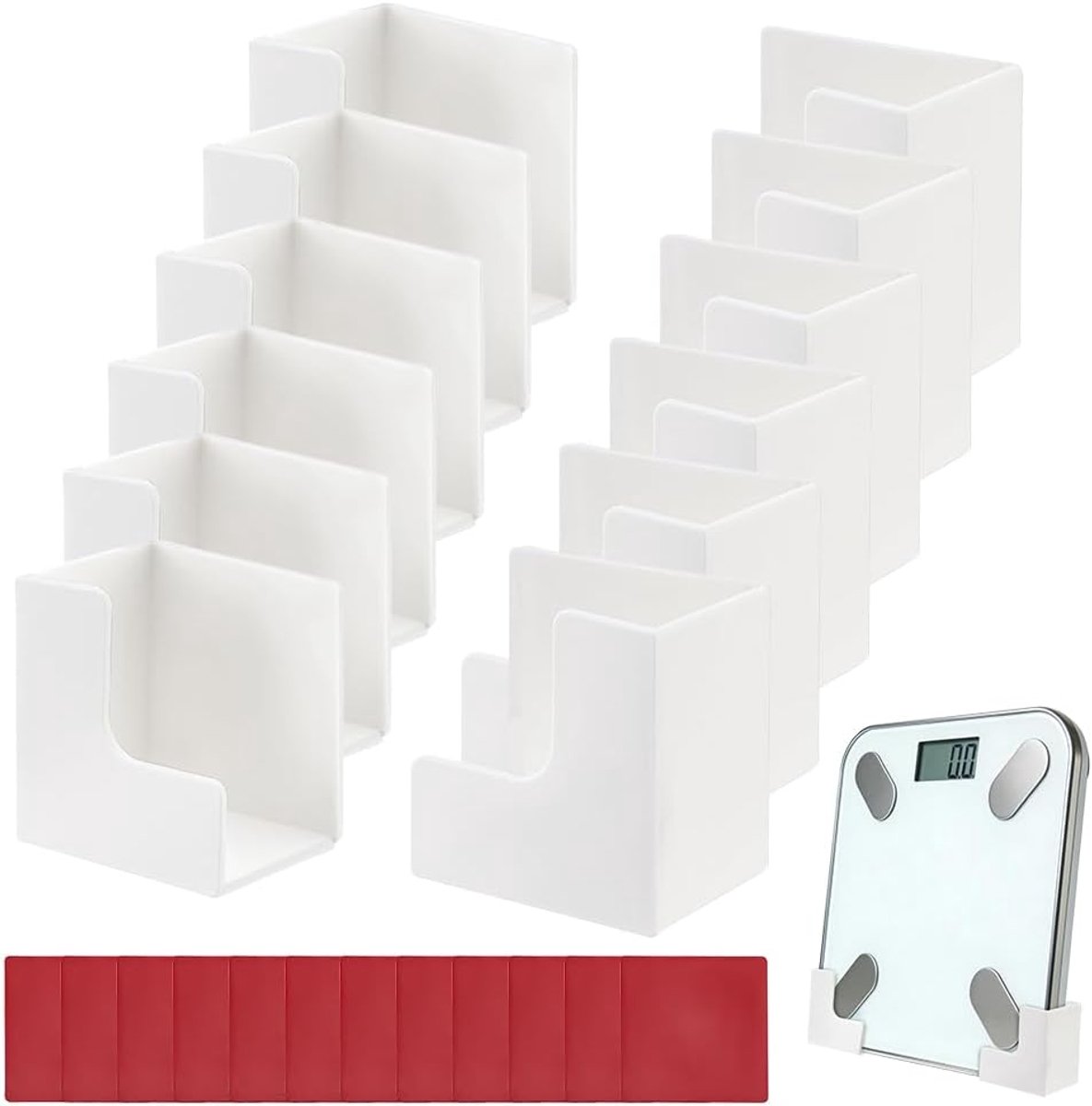 PandaHall 12 stuks weegschaal wandhouder organizer gewichtsweegschaal houder voor muur kunststof rek houder voor lichaamsgewicht weegschaal