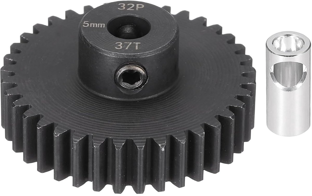 Staal 32P tandwielset met tandwieladapter, 37T, 5 mm as, motortandwielen voor RC-voertuigen, truck, drift, auto-onderdeel, zwart