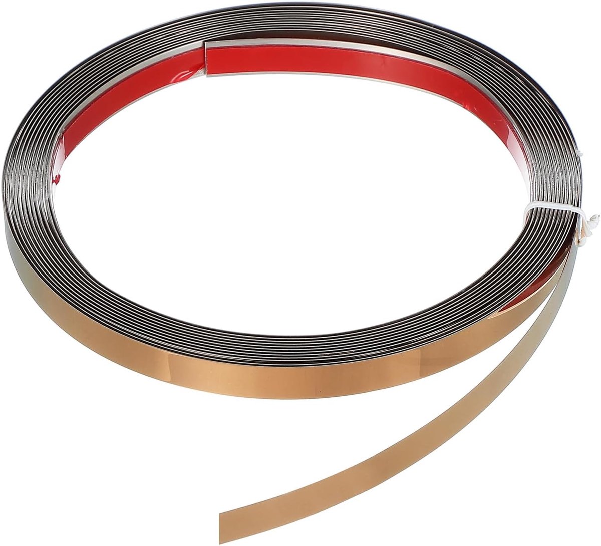 Metalen wandsierlijst, 13,1 ft x 0,39 inch, zelfklevend, gegalvaniseerd roestvrij staal, metalen strip voor wandrand, plafond, spiegelframe, roségoud