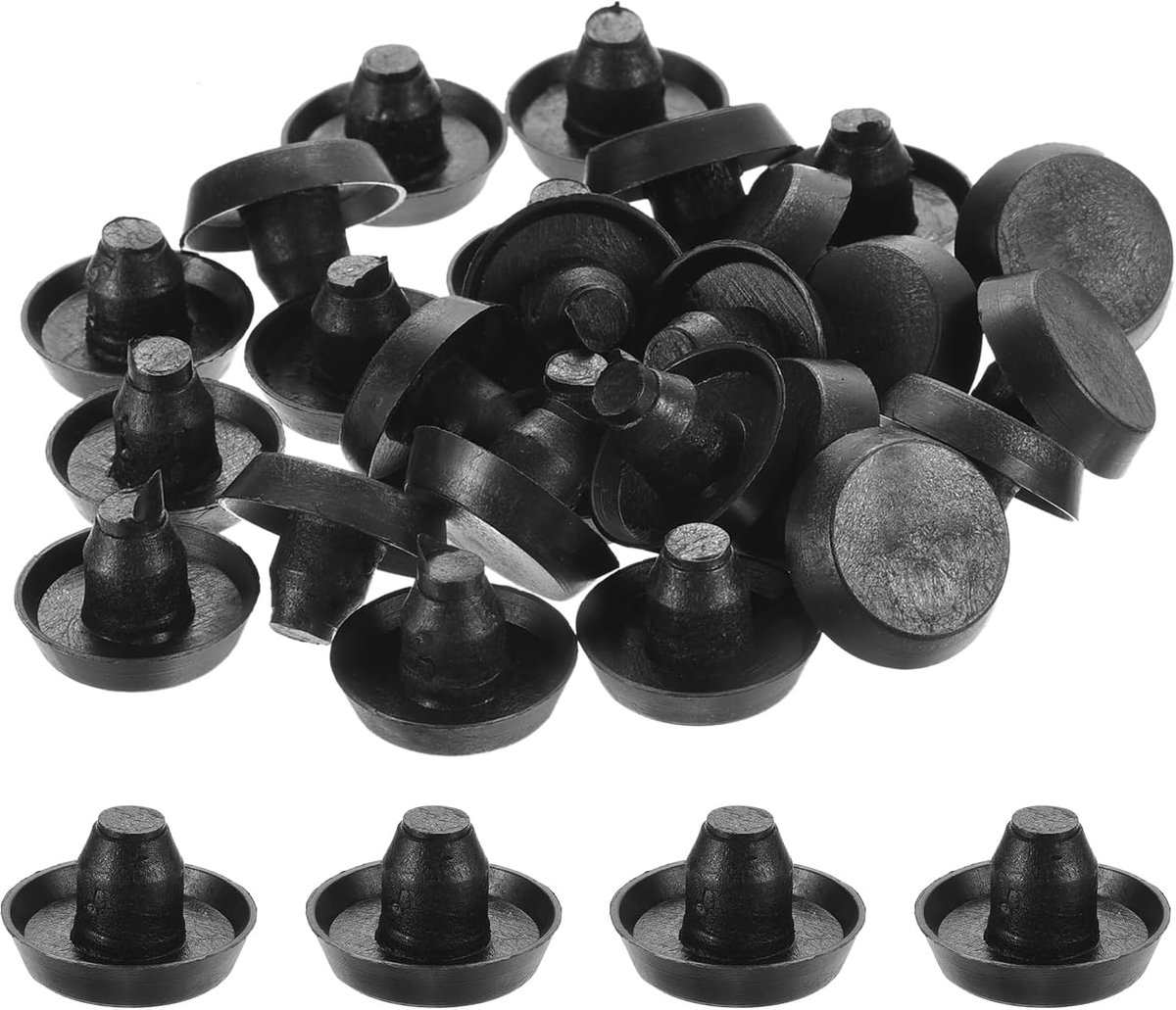 26 stuks randbescherming voor tafelbladen glas met schacht, 8 mm zwart rubber, afstandhouder, antislip, botsing, tussenruimtes voor meubelkasten (voor boring van 5/16 inch)