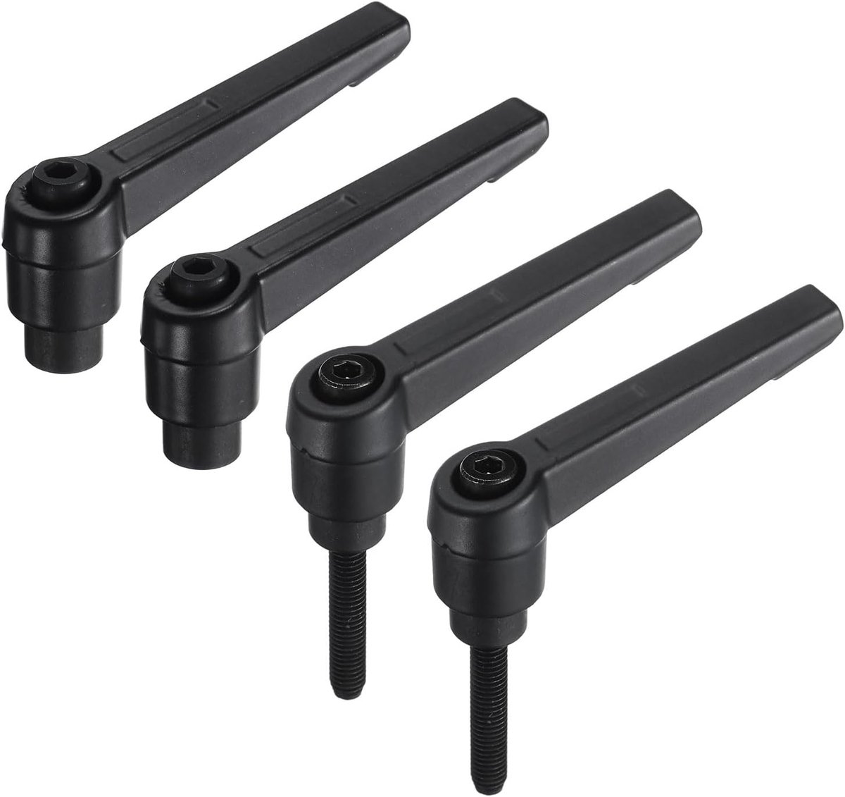 Set van 4 verstelbare handgrepen, set van 4 stuks, metrisch, M5 x 25 mm, mannelijk en M5, vrouwelijk, schroefdraad, niveaugrepen, handboutknoppen, snelspanner, zwart, voor draaibanken