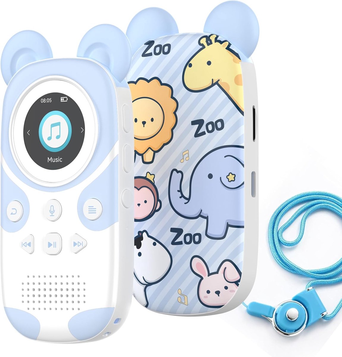 MP3-speler Bluetooth 5.3 met 64 GB, draagbare mp3-speler muziekspeler voor kinderen, luidspreker, ophangkoord, draagbaar, schattige cartoon panda voor kinderen, verliesvrij HiFi-geluid