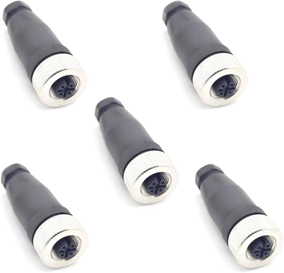 5 stuks M12 5-polige vrouwelijke connector, IP67 waterdicht, gecodeerd, recht, 5 pinnen op schroefplaats, sensor 12 mm, M12, 5 kern, ronde connectoren, accessoires voor industriële automatisering, 125