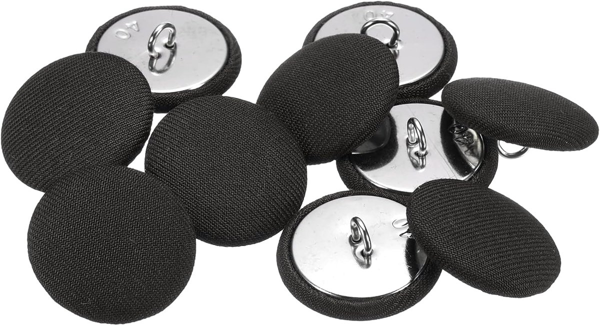 Knopen met stoffen bekleding 25 mm 1 inch rond met metalen schacht satijn voor naaien en knutselen voor bruidsjurken, avondjurken, blouses, truien, zwart