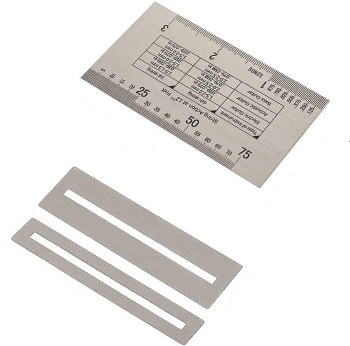 String Action Heerser Rvs Gitaar String Gauge Tool met Fret Protectors Set voor Elektrische Akoestische Basgitaar