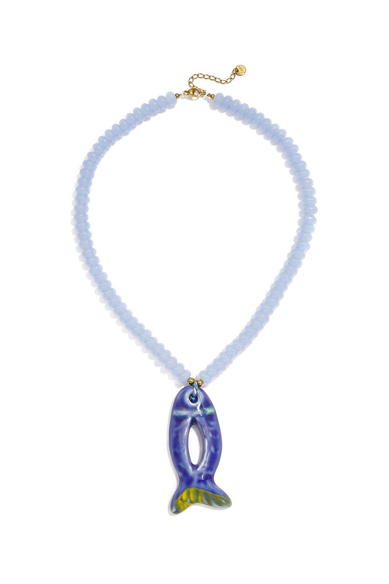 Keramische Kralenketting met Vismotief – Vacation / Beach Romantic Series - Blauw