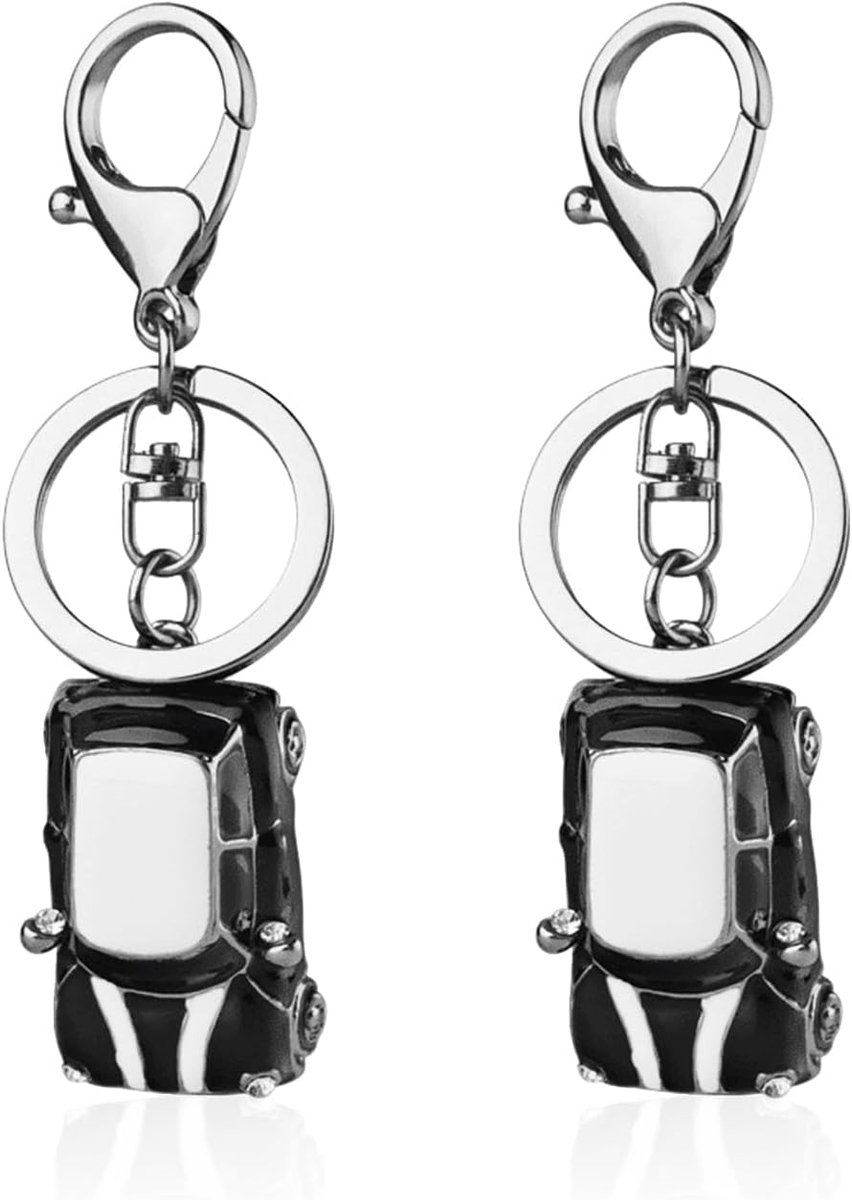 2 stuks retro autosleutelhanger, cadeau sleutelhanger, creatieve sleutelhanger, rugzak decoratieve hangers, Zwart, Eén maat, modern