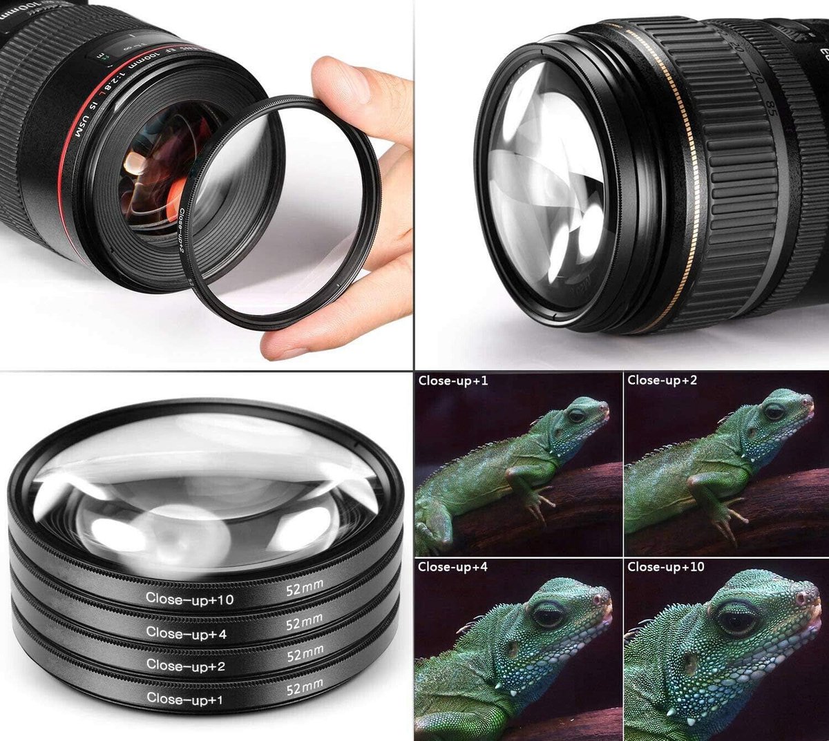 Dslr camera close-up macro lens filter kit set (+1,+2,+4,+10) vergroting met opbergtas vergroot for Canon, Sony, Nikon, Fujifilm, Panasonic lensfilter accessoires Panasonic