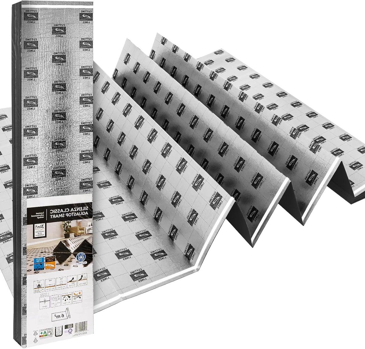 Ondervloer Isolatie - Contactgeluidisolatie Vloer - Vloer Isoleren - Met Aqua-Stop - 42m² 3mm - Grijs