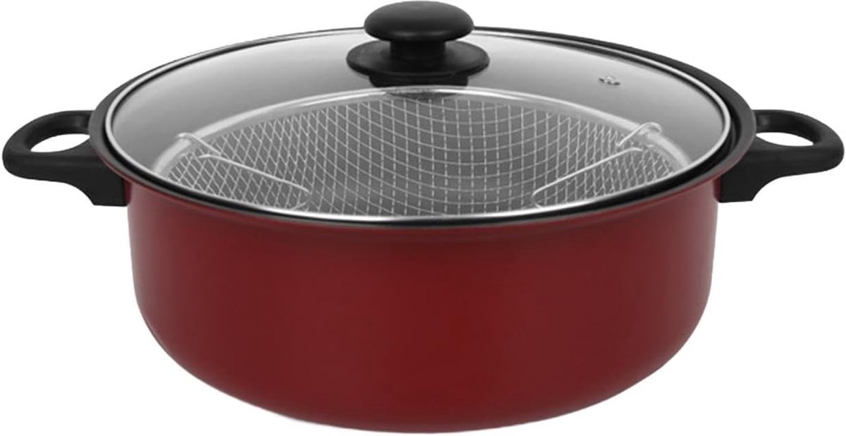 Traditionele frituurpan – Diameter 26 cm – Met frituurmand en glazen deksel – Bak goudbruine, knapperige friet op de traditionele manier – Geschikt voor alle warmtebronnen, inclusief inductie.