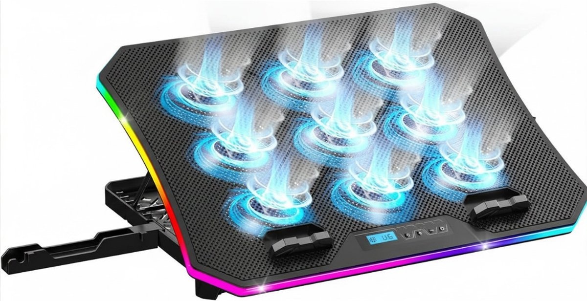 Ploutos® Laptop Cooler - Laptop Cooling Pad - Laptop Koeler - Zwart - 42cm x 30cm x 4cm