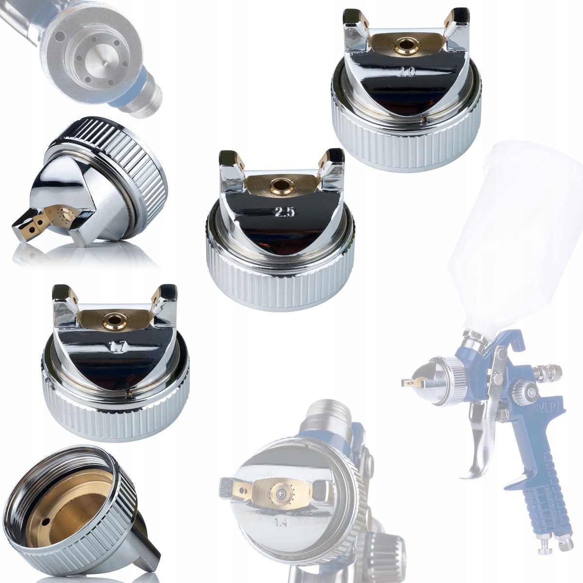 Rosfix Spuitmond Set 3 Stuks - Messing Inzet - Ø1,7/2,0/2,5 mm - Geschikt voor Spuitpistool HVLP