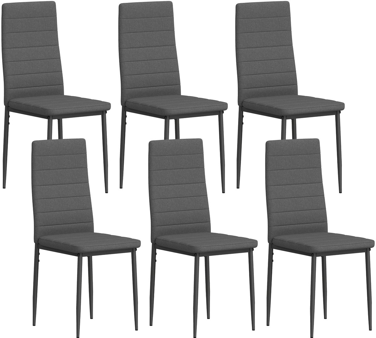 Sogiol® Set van 6 Eetkamerstoelen Gevoerd - voor de woonkamer of eetkamer, moderne keukenstoelen - Grijs Linnen-look & Staal