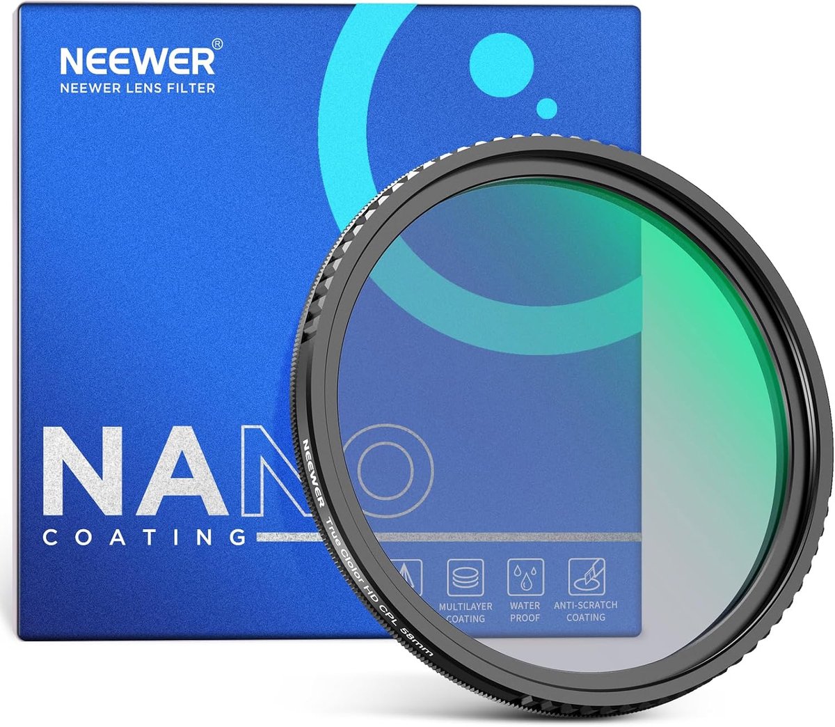 58 mm True Colors CPL filter met beperkte hardstop - dun cirkelvormig HD-filter - meerlaags - schroefbaar - fotoaccessoires voor digitale cameralenzen