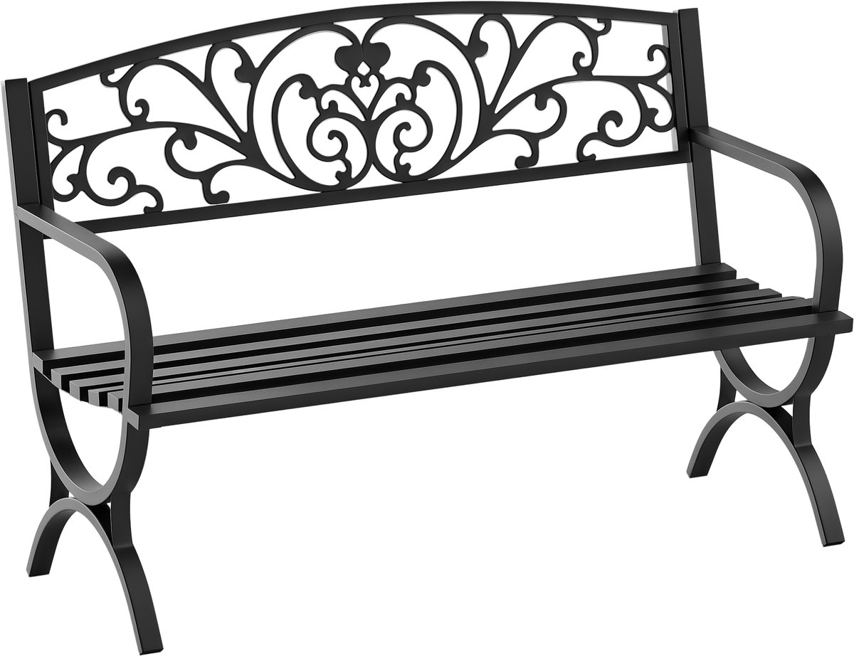 Outsunny tuinbank - Metaal - 127x60x85cm - Zwart