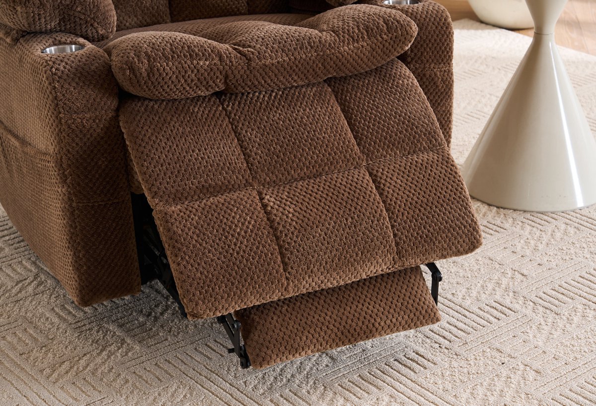 MODENUIT Relaxfauteuil 91 cm - 2 Motoren Met Sta-opfunctie En Massage - Voor Woonkamer - Flanel - Bruin – foto 5
