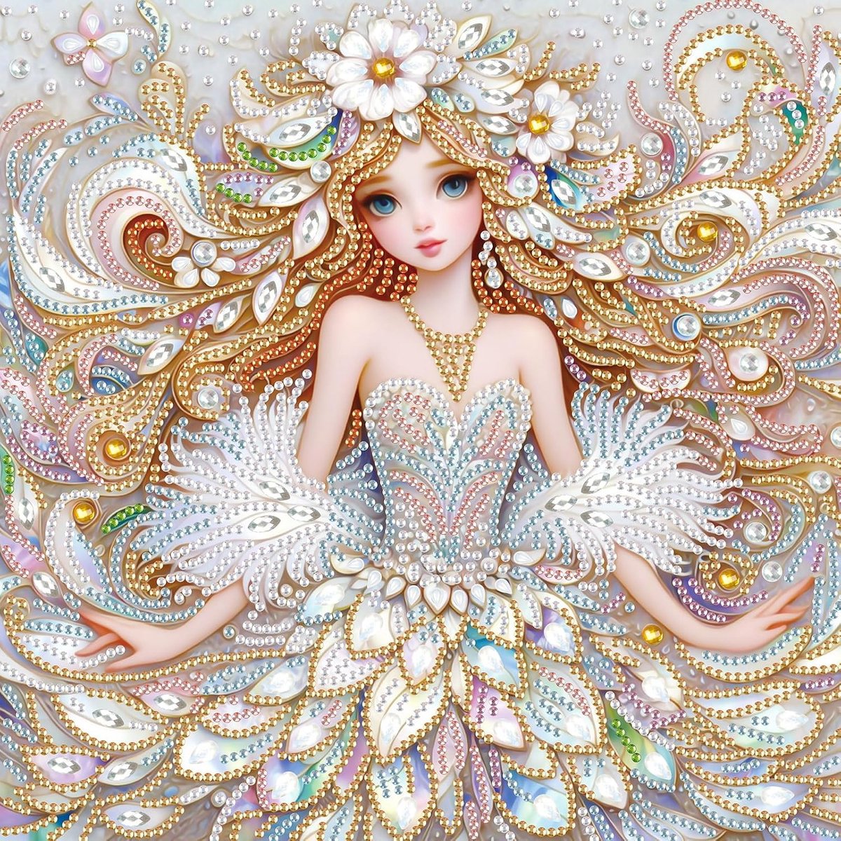 Casalora Diamond Painting-set met dieren – DIY Diamond Painting-set met feeënthema - DIY Kristallen Strass Diamond Painting - Edelsteen Schilderij voor Wanddecoratie en Interieur - Geschikt voor Beginners en Handwerkliefhebbers - Zilver