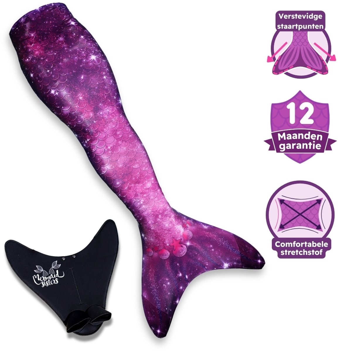 Mermaid Sisters Star of the Sea Purple - Zeemeermin Staart met Monovin voor Meisjes - Paars - Maat 42-44