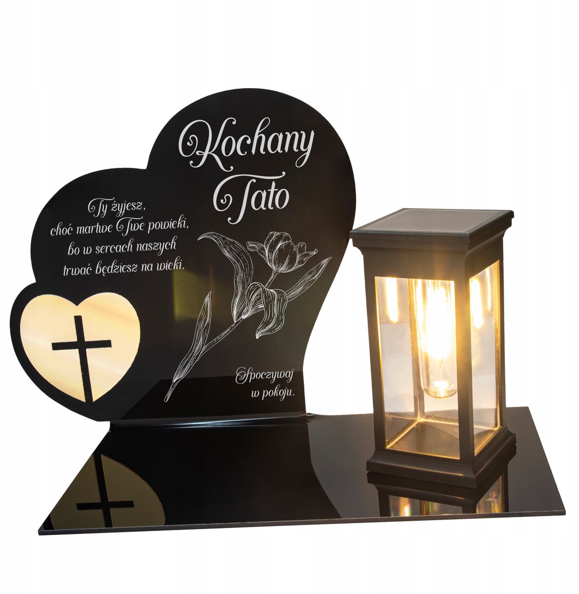 Merkloze Zonne-Uitvaartlamp met LED en Gravure