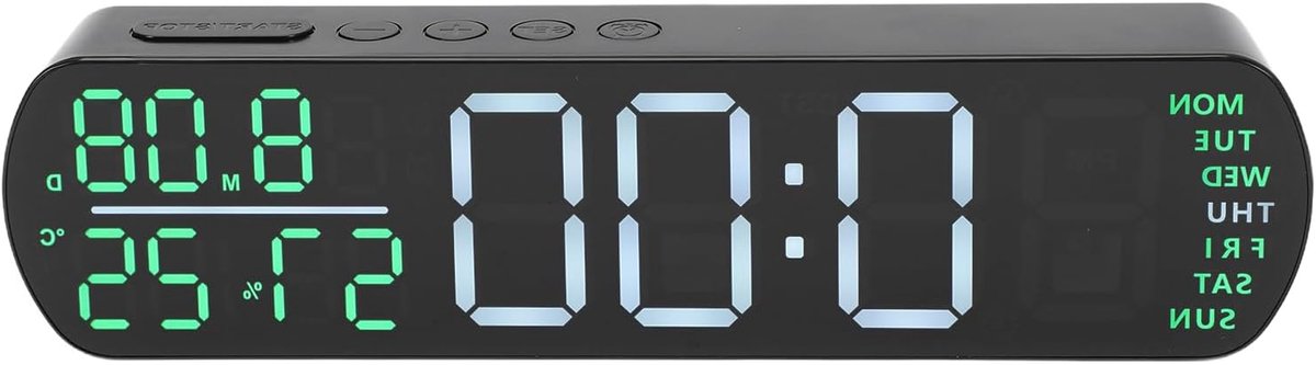 Digitale Wekker - Wandklok Radio - Wakker Worden - Ultrahelder Groot Display - 26.5x3.5x7cm - Zwart