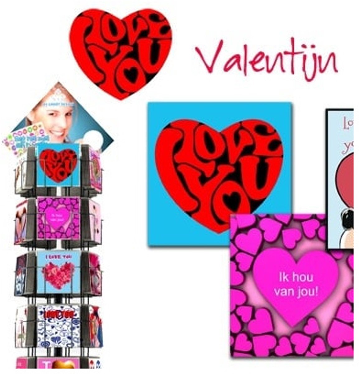 Valentijn 11x17cm complete serie inclusief display in bruikleen, topkaart en backcards