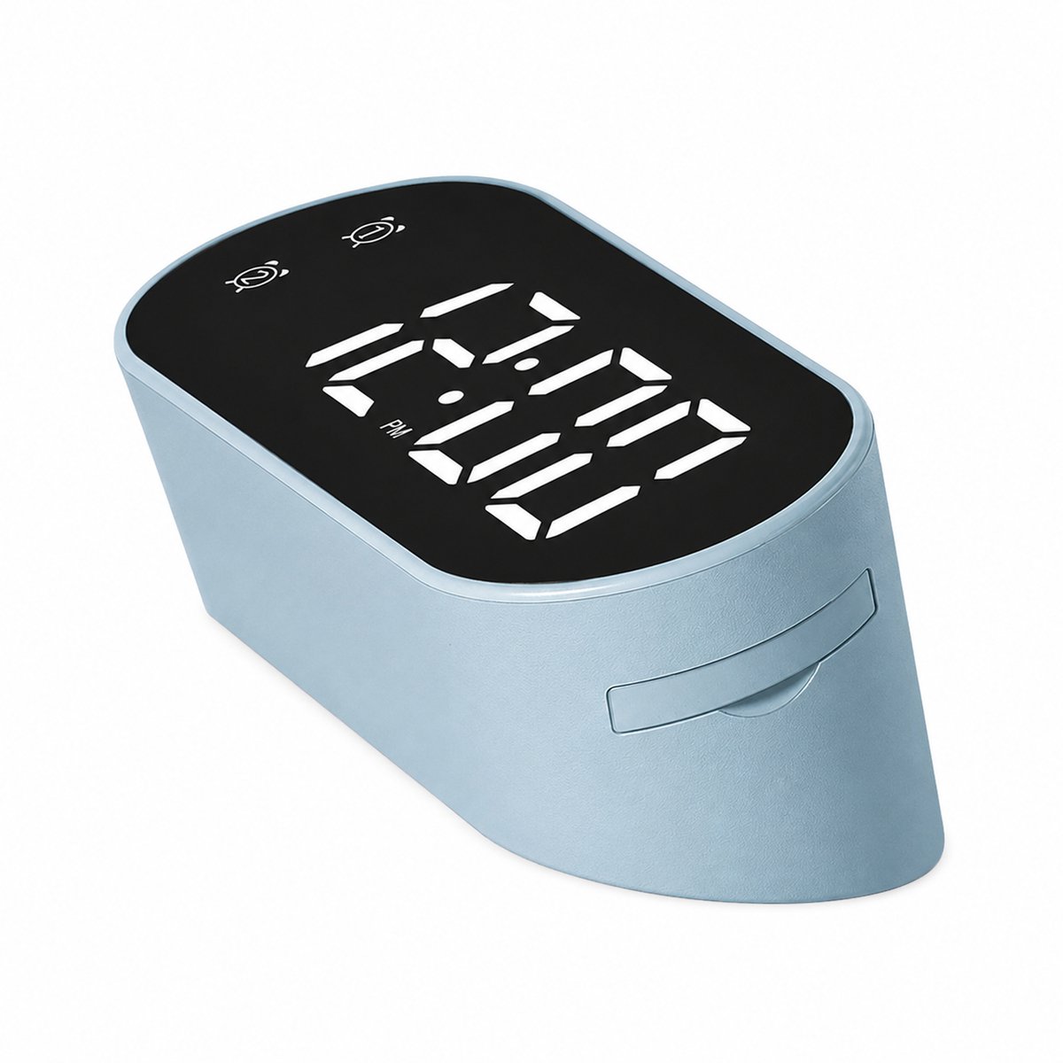 Bobypet - Digitale Mini Wekker met Temperatuur en Datum - Groene LED Tafelklok met Dubbel Alarm, Snooze & 99 Min Timer - Compacte Slaapkamer & Bureau Wekker - Blauw