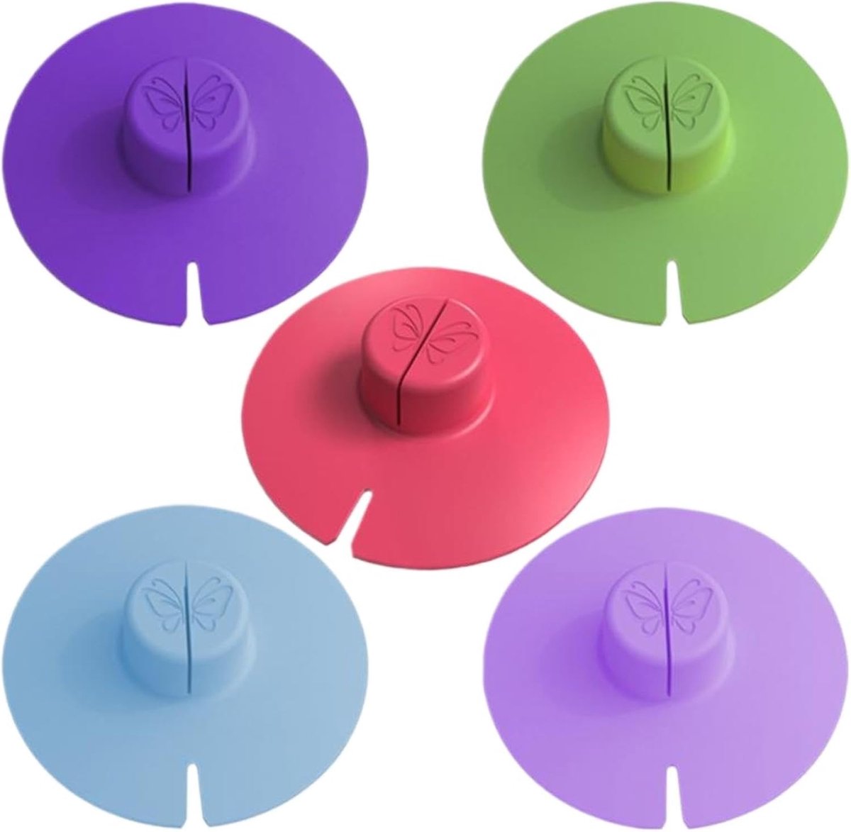 5 stuks- siliconen deksel-siliconen deksel rekbaar-siliconen deksels voor drinkglazen-siliconen deksels vershoud- Lekvrije siliconen deksel -herbruikbaar -Voor kopjes, glazen, mokken, koffie, bierpul