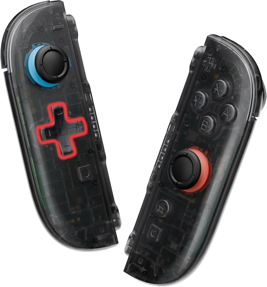 eXtremeRate Hoes voor Switch Joycon 2 met Volledige Vervangknoppen, Accessoires voor Nintendo Switch 2 Joycon Voor-/Achterplaat, D-Pad Versie - Transparant Zwart