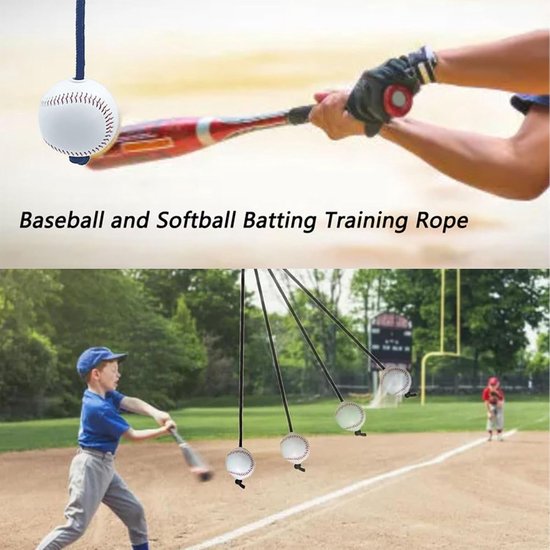 Honkbal Slagtrainer - Trainingsaccessoires Honkbal - Precisie Krachttraining - In Hoogte Verstelbaar - 3 Meter Touw - Niet gespecificeerd — afbeelding 2