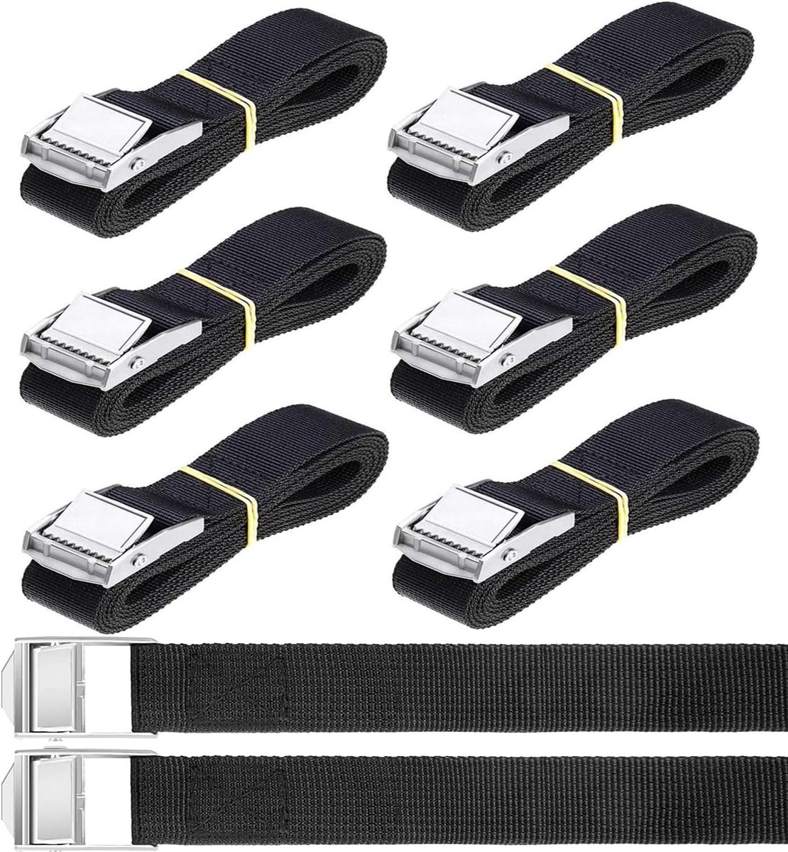 Spanbanden - Zwart - 40 cm x 2 cm - Verstelbare Sjorbanden met Klemslot - Voor Fiets, Motorfiets en Bagage