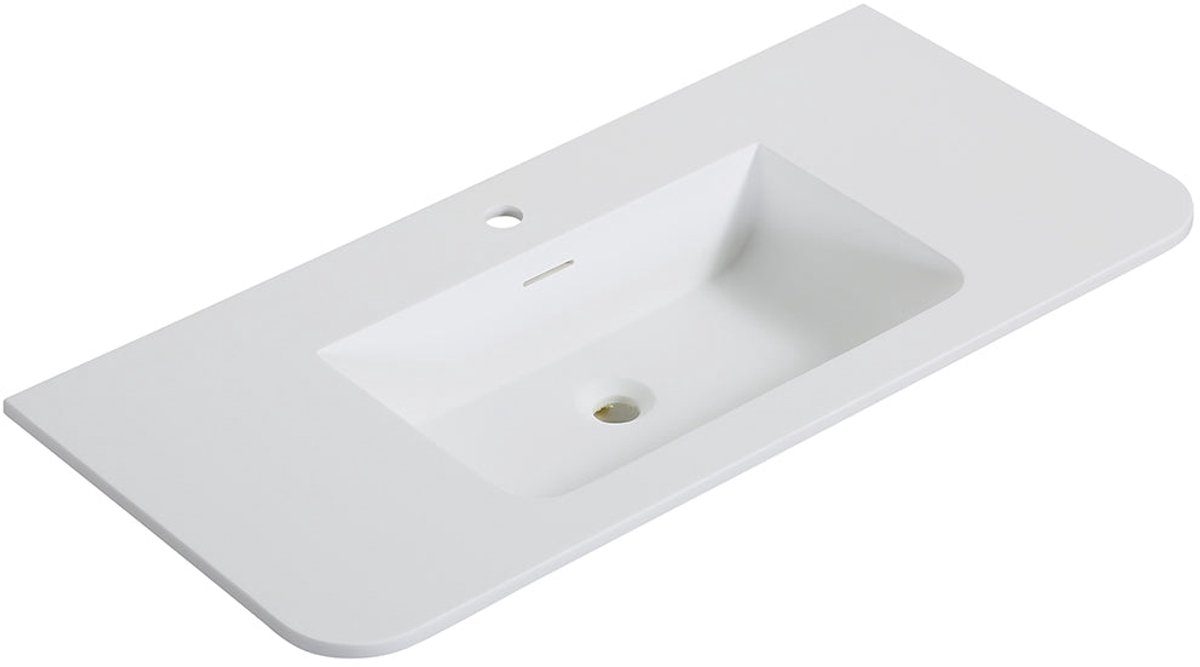 Wiesbaden Laro Wastafel met 1 Kraangat 100 x 48 x 1,5 cm - Mat Wit