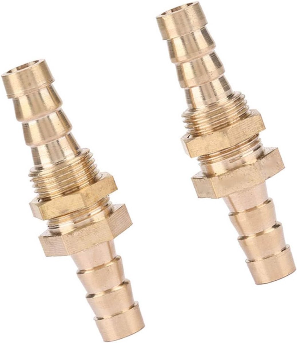 SnelShoppen - 2 Stuks Messing Schot Pijpkoppeling Koppelingspluggen voor Slang met Weerhaak - 8 Mm voor CNC-bewerking, Pijpleiding en Spuitgietmachine