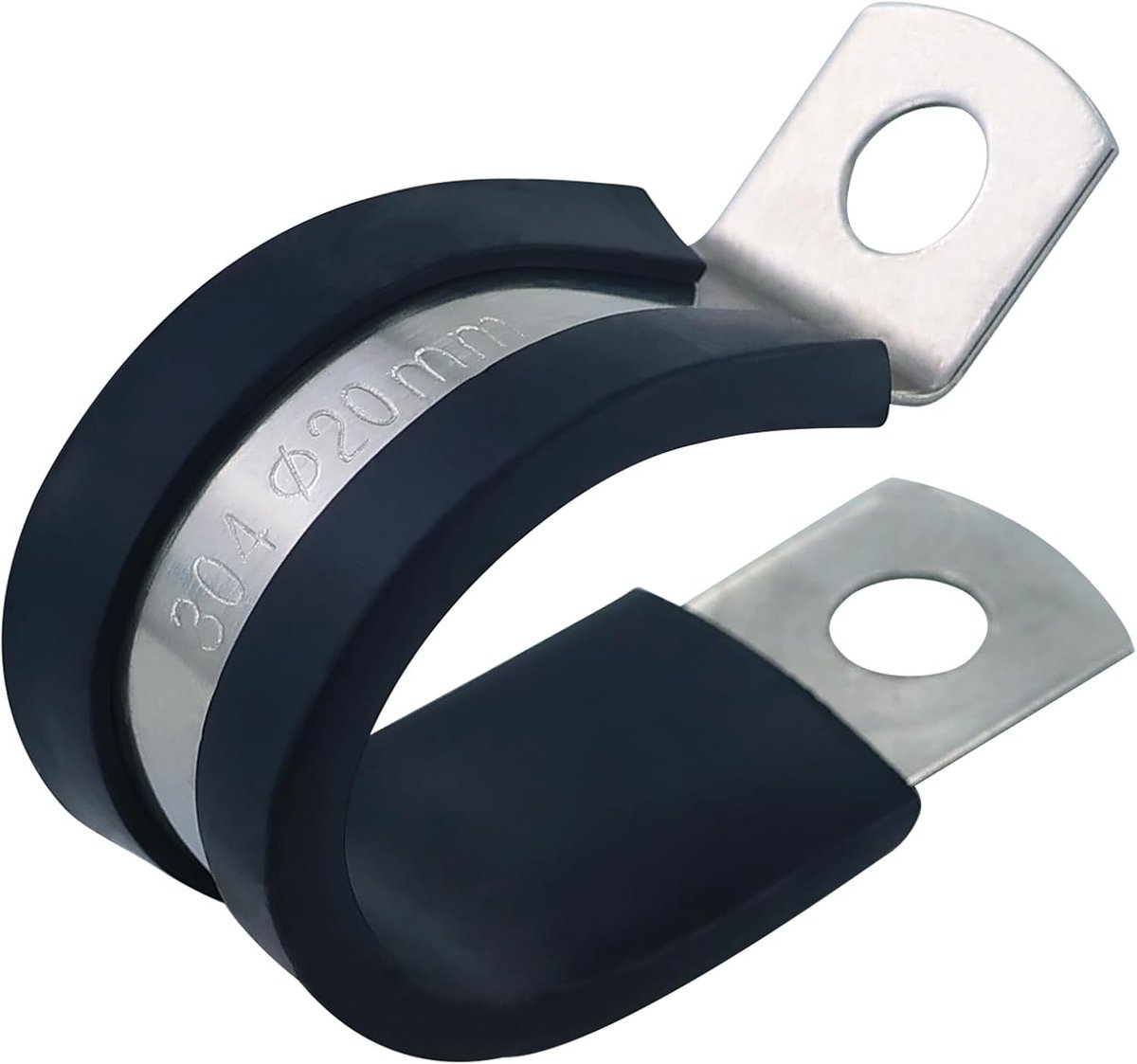 SnelShoppen - 22-delige R-vormige Klemmen Set, RVS Rubber Gevoerde Slang Klemmen, Kabelbevestigingen, 20mm, Roestvrij Staal, Ideaal voor Tuin, Auto, H
