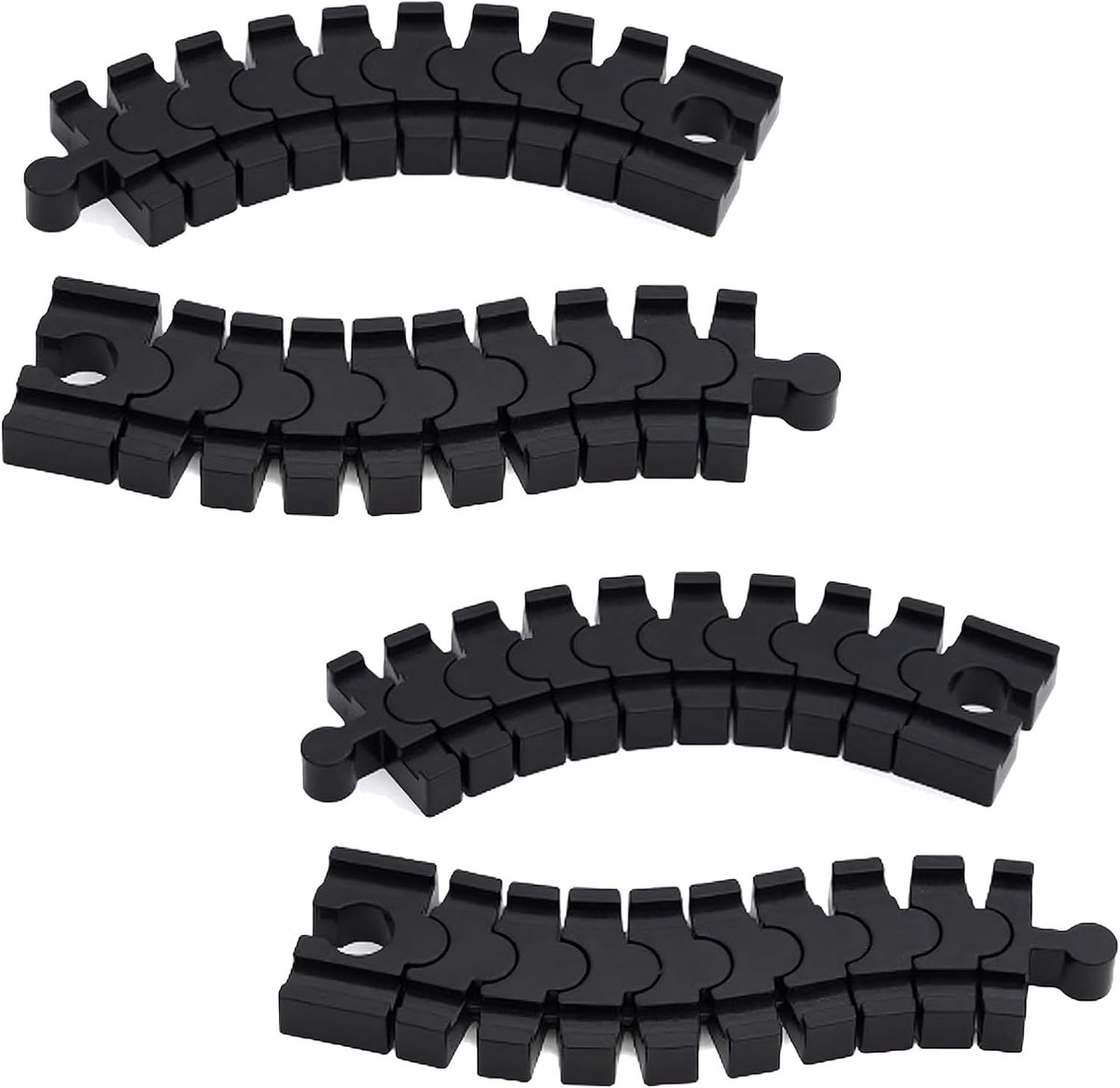 SnelShoppen - 4 Stuks Bochtige Rails voor Houten Treinen, Flexibele Aansluitingen, Leg Rail Adapter, Houten Rail Adapter, Verbinder, Houten Trein Uitb