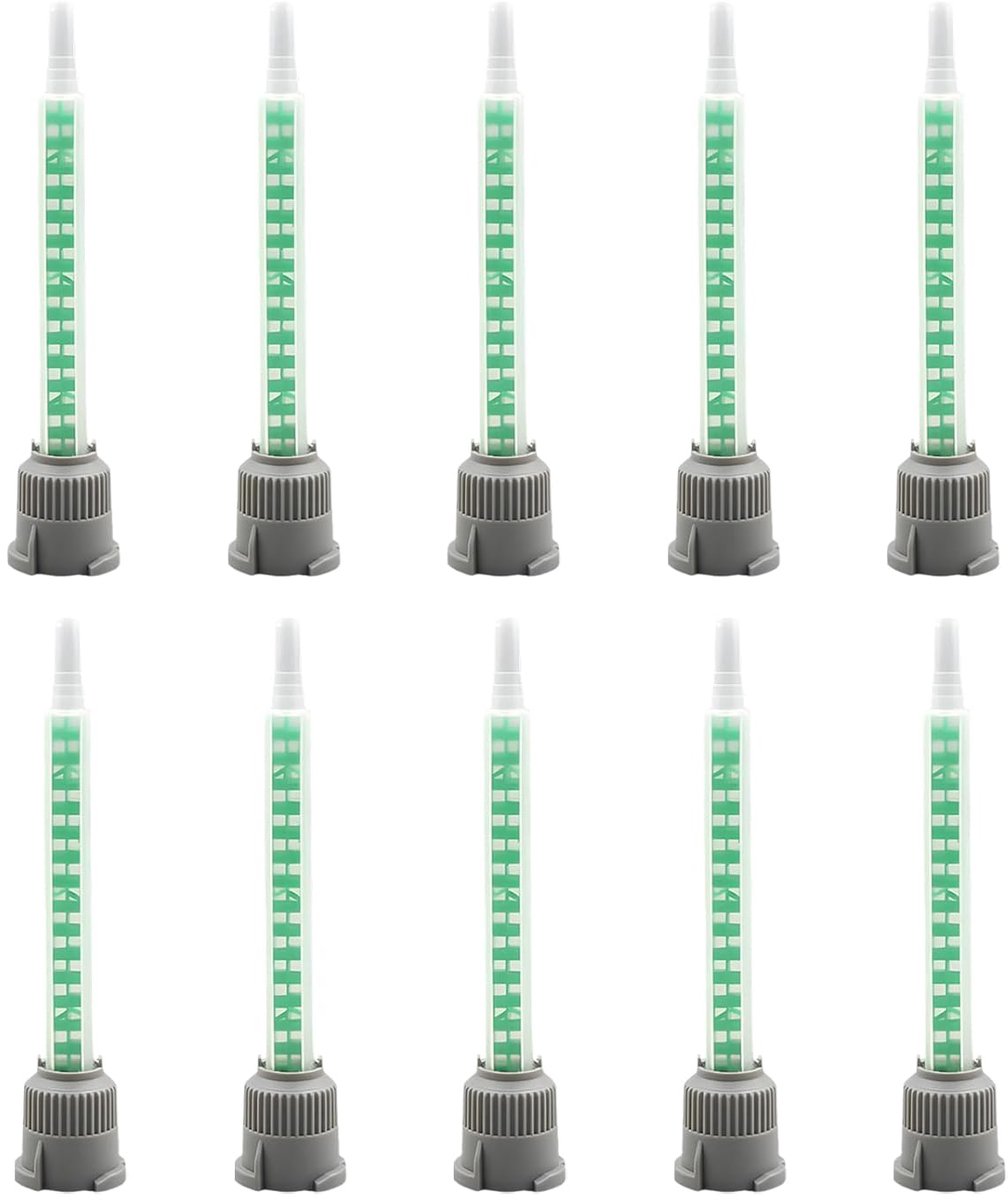 SnelShoppen - 10 Stuks Static Mixer, Mengmondstuk voor 2K Lijm, Mengbuis, Plastic Lijmmengbuis, 1:1 Mengbuis, Transparant, 91 mm, Voor Tube Flow