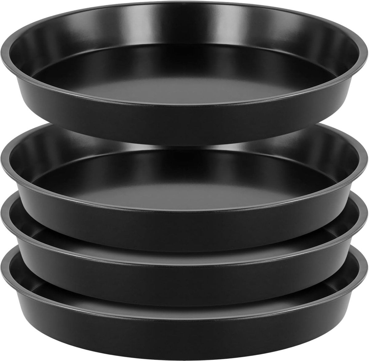 SnelShoppen - 4 Stuks Ronde Pizza Bakplaat 10 Inch - Antikleef Rond Grillplaat van Duurzaam Koolstofstaal voor Oven, Thuiskeuken en Feestjes